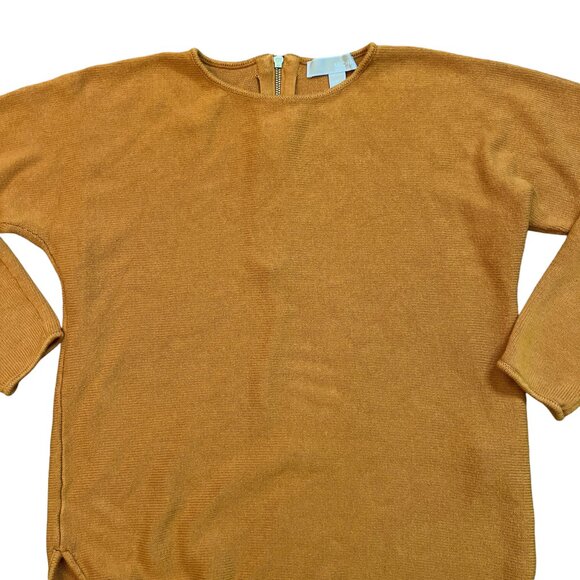 Michael Kors Mustard Yellow Knit Tunic Sweater 3/4 Sleeve Zipper Detail – Medium - Picture 3 of 16